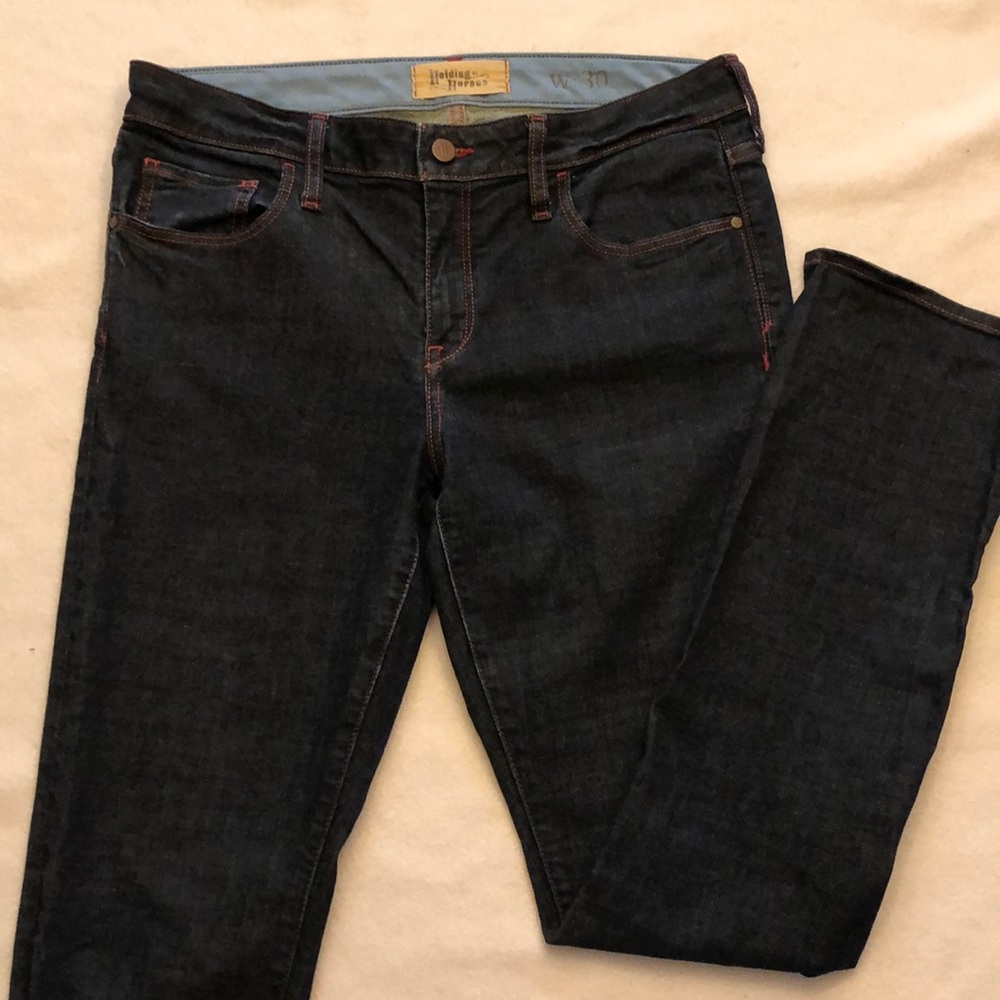 Anthropologie / Holding Horses Red Stitched Jeans
